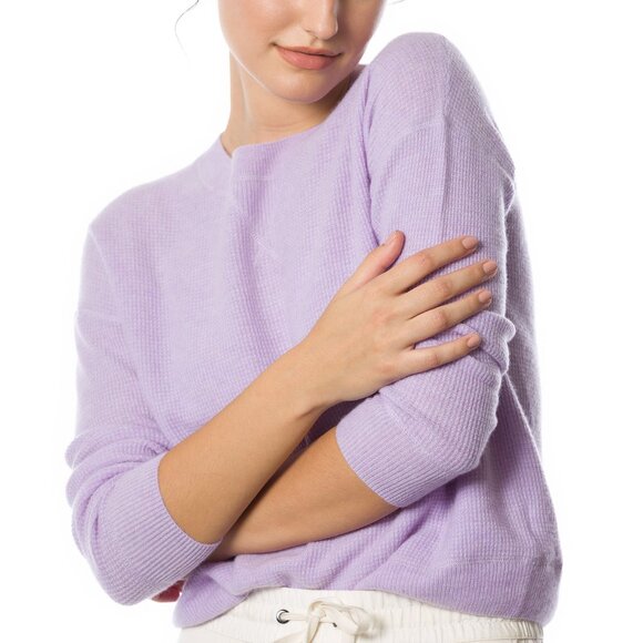 NWT! DongLi - 100% Cashmere Waffle Knit Sweatshirt in Soft Lilac L